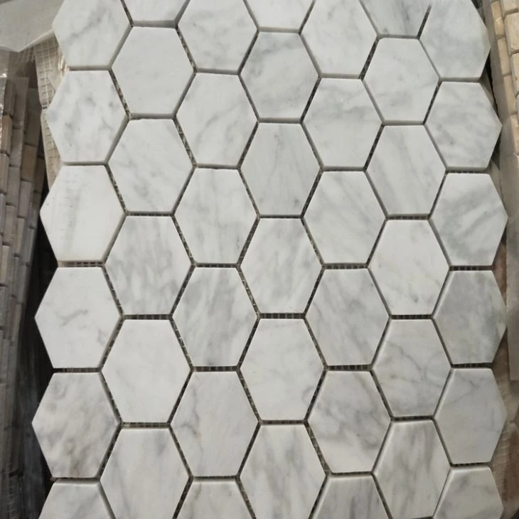 Carrara Marble Hexagon Mosaic Tiles